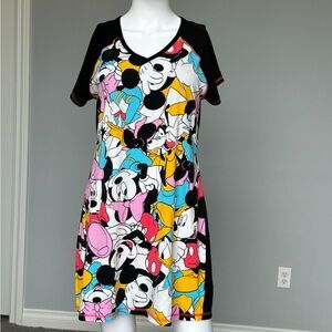 Disney Black Nightgown with Mickey Mouse and Friends